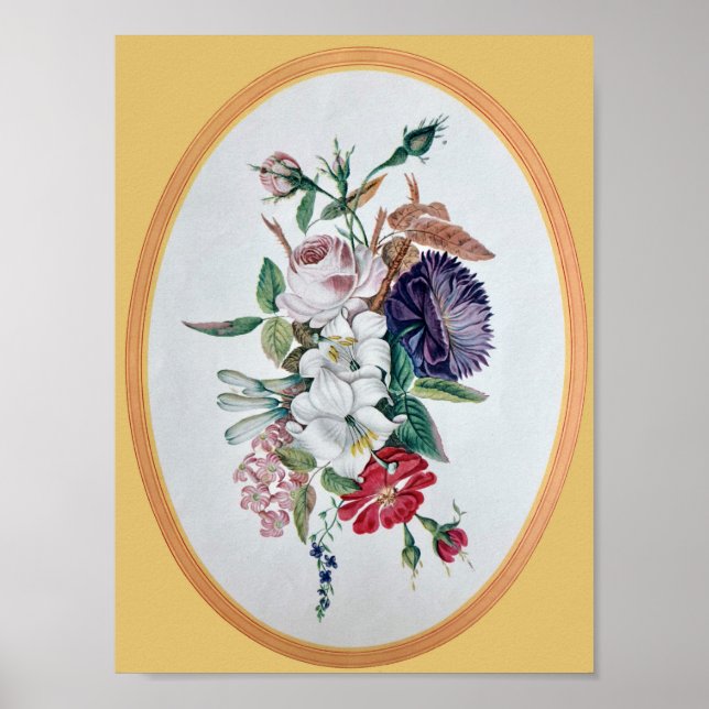 Impressão de pintura de flores vintage (Frente)