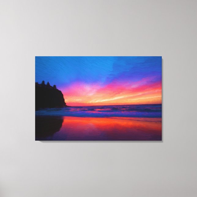 Impressão de pintura de óleo de escape no oceano (Frente)