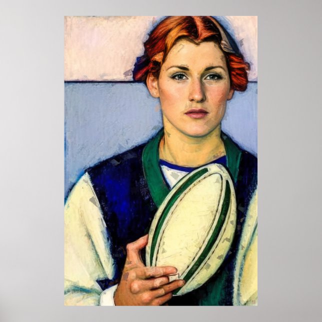 Impressão de pintura de rugby feminino (Frente)