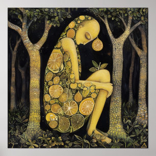 Impressão de pintura decorativa de limão