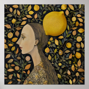 Impressão de pintura decorativa de limão