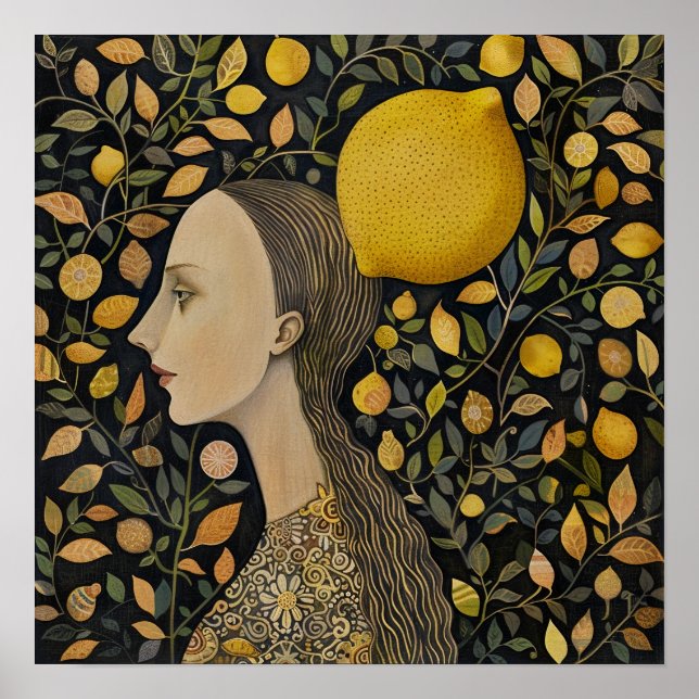 Impressão de pintura decorativa de limão (Frente)