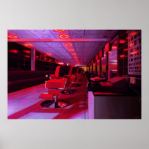 Impressão de pintura digital de barbearia neon