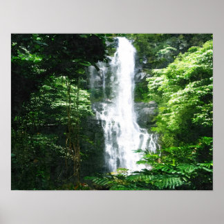 Impressão de pintura em óleo de cachoeira do Havaí