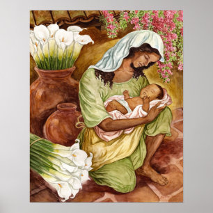 Impressão de pintura mãe e criança Poster de 20