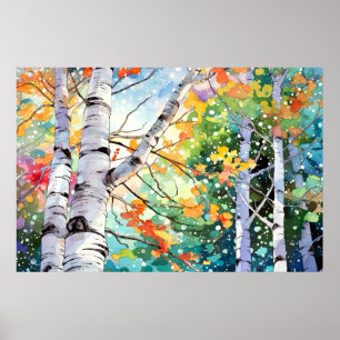 Impressão de Pintura por Aquarela da Floresta Birm