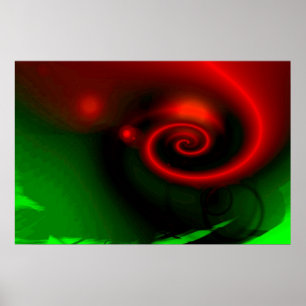 Impressão de pintura verde-Abstrato vermelho - Pos