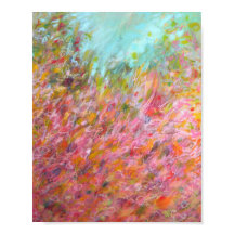 impressão de pintura verde rosa-rosa 8 x 10 Abstra