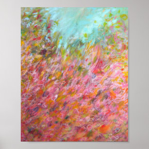 impressão de pintura verde rosa-rosa 8 x 10 Abstra