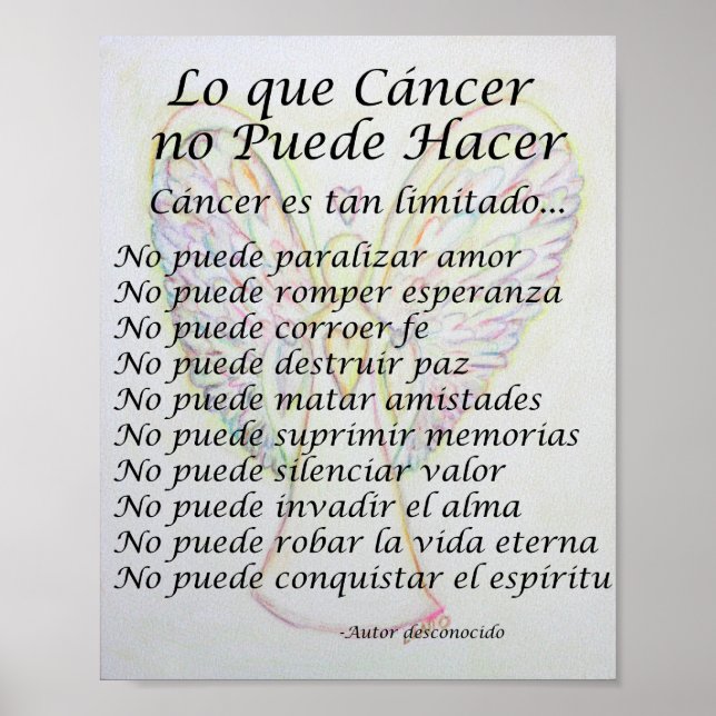 Impressão de poema do Cancer Puede Hacer (Frente)