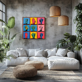 Impressão de Pop de Arte de Cactus Vibrante para u