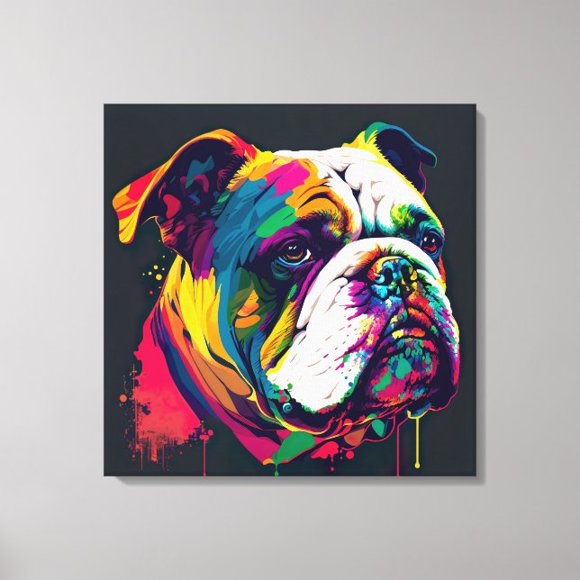 Impressão de Pop de Arte do Buldogue Inglês (Frente)