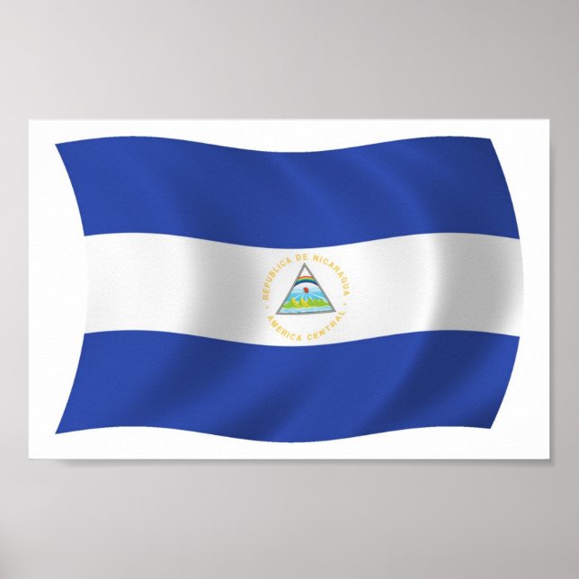 Impressão de Poster da Bandeira da Nicarágua (Frente)