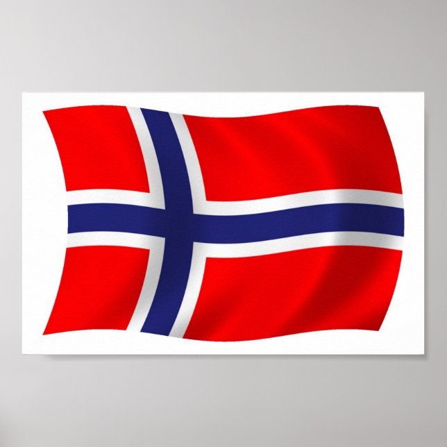 Impressão de Poster da Bandeira da Noruega (Frente)