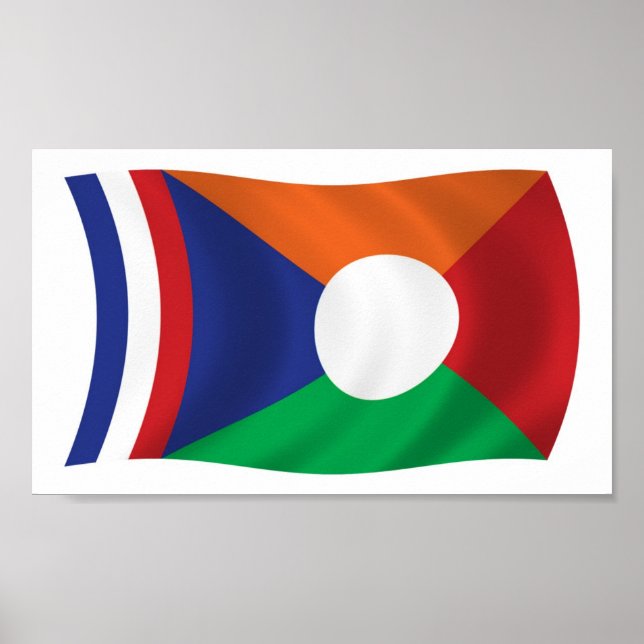 Impressão de Poster da Bandeira da Reunião (Frente)