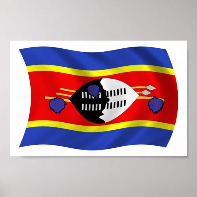 Impressão de Poster da Bandeira da Suazilândia (Frente)