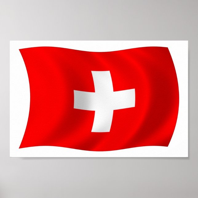 Impressão de Poster da Bandeira da Suíça (Frente)
