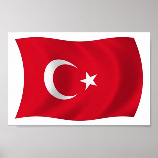Impressão de Poster da Bandeira da Turquia (Frente)