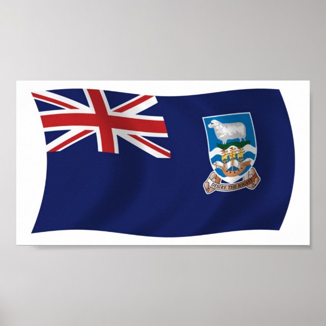 Impressão de Poster da Bandeira das Ilhas Falkland (Frente)