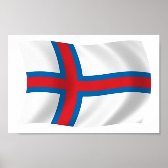 Impressão de Poster da Bandeira das Ilhas Faroé (Frente)