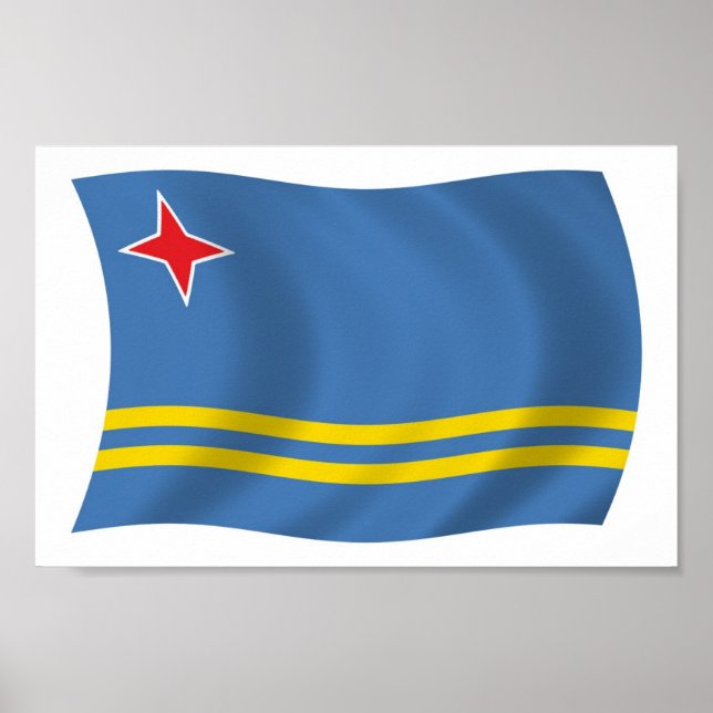 Impressão de Poster da Bandeira de Aruba (Frente)