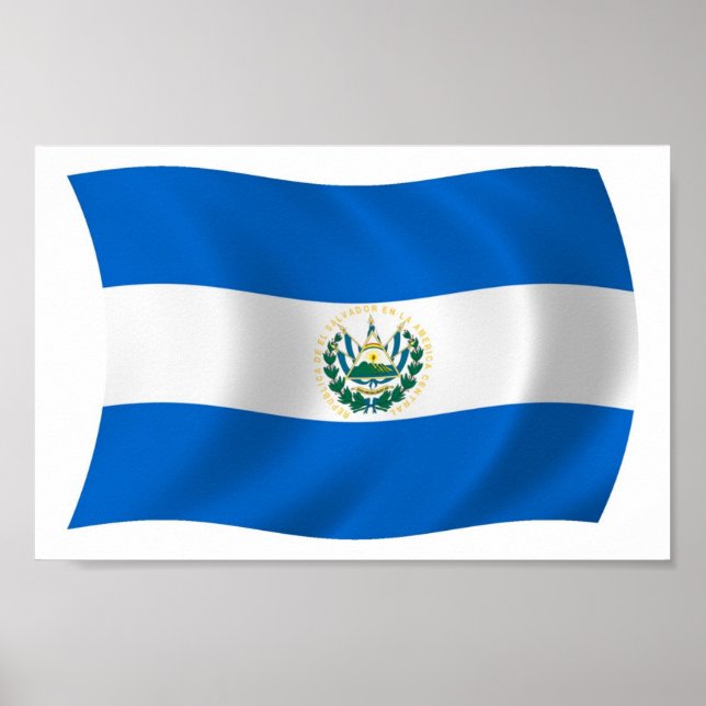 Impressão de Poster da Bandeira de El Salvador (Frente)