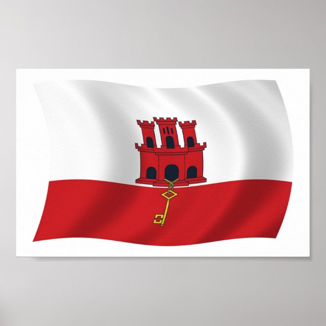Impressão de Poster da Bandeira de Gibraltar (Frente)