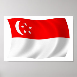 Impressão de Poster da Bandeira de Singapura