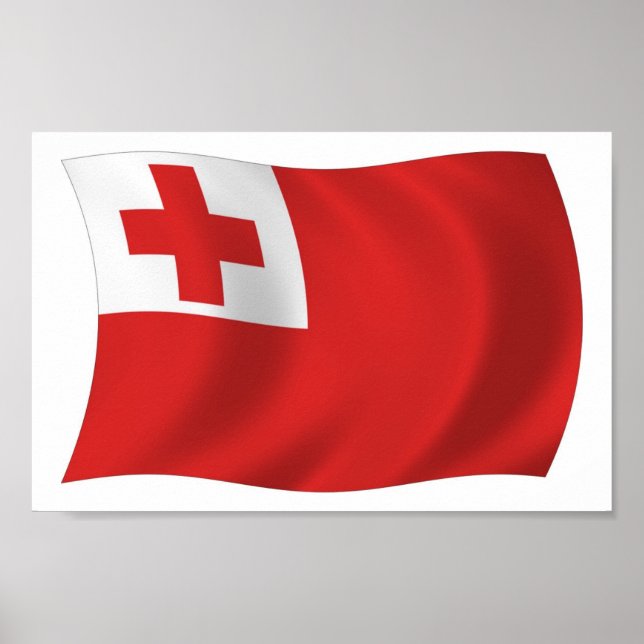 Impressão de Poster da Bandeira de Tonga (Frente)