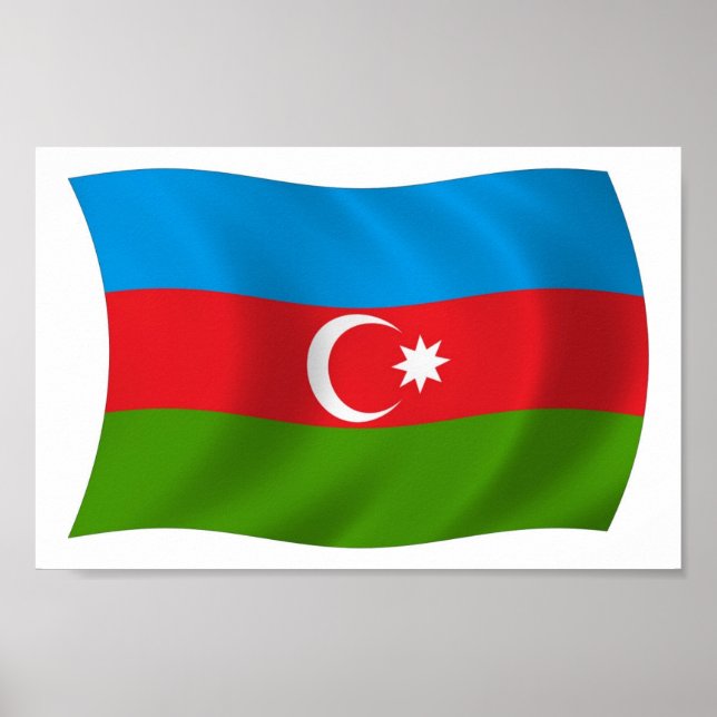 Impressão de Poster da Bandeira do Azerbaijão (Frente)