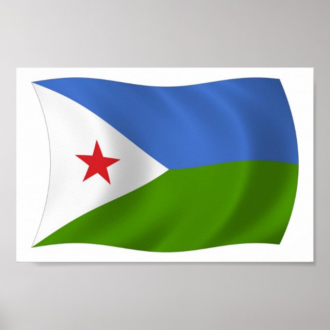 Impressão de Poster da Bandeira do Djibuti (Frente)