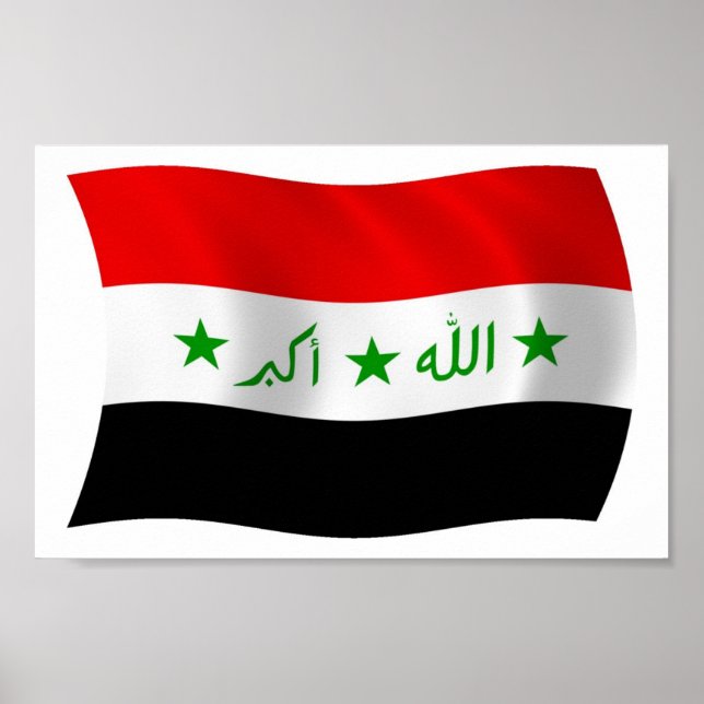 Impressão de Poster da Bandeira do Iraque (Frente)