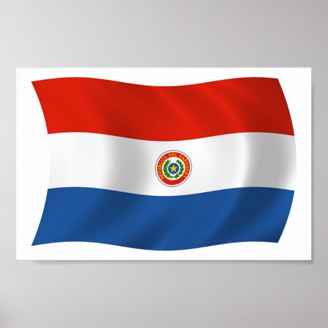 Impressão de Poster da Bandeira do Paraguai (Frente)