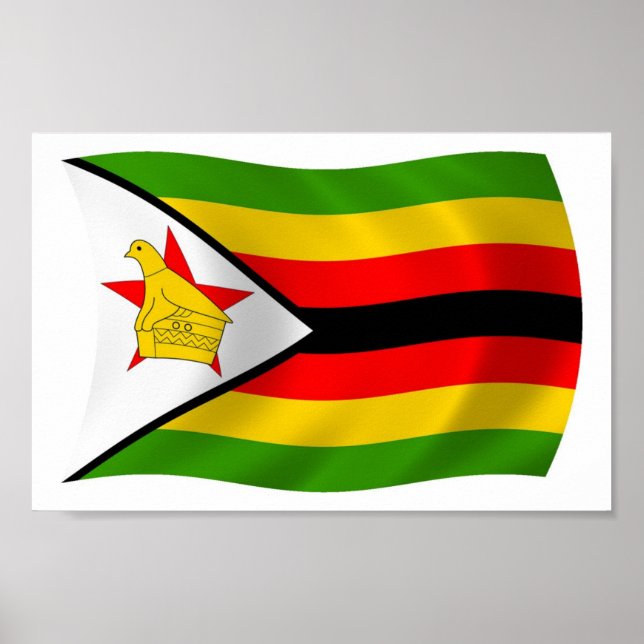 Impressão de Poster da Bandeira do Zimbábue (Frente)