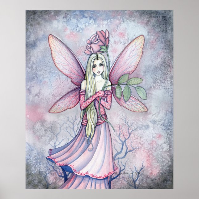 Impressão de Poster da Fada Rosa de Inverno por Mo (Frente)