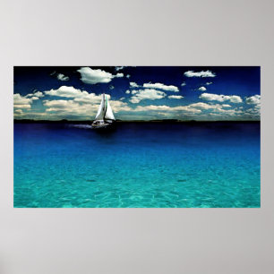 Impressão de Poster de Aquarela de Barco de Caribe