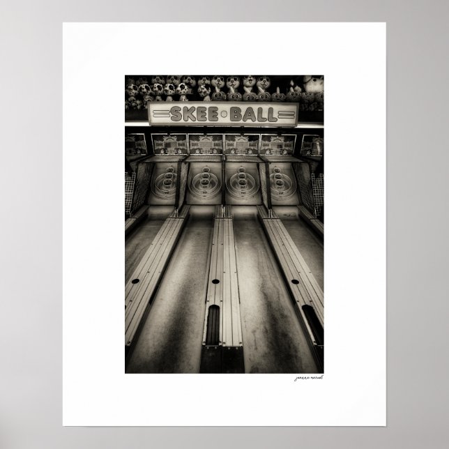 Impressão de Poster de Arcade Sepia Skee Ball (Frente)