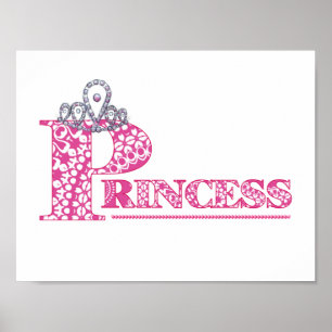 Impressão de Poster de Arte de Princesa Rosa-Rosa-