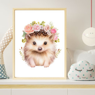 Impressão de Poster de Berçário de Menina com Flor