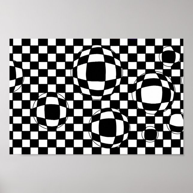 Impressão de Poster de bolhas brancas e pretas (Frente)