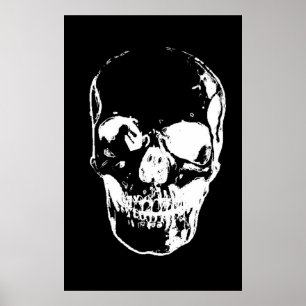 Impressão de Poster de de Caveira Preta e Branco -