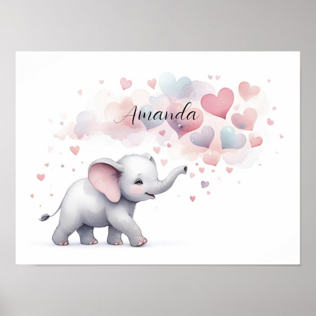 Impressão de Poster de Elefante Personalizado Boni (Frente)