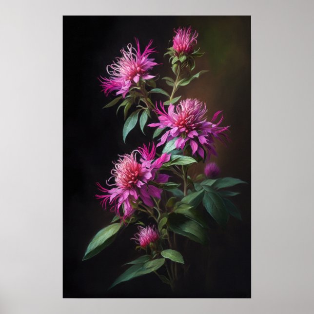 Impressão de Poster de Flor de Abelhas Rosa (Frente)