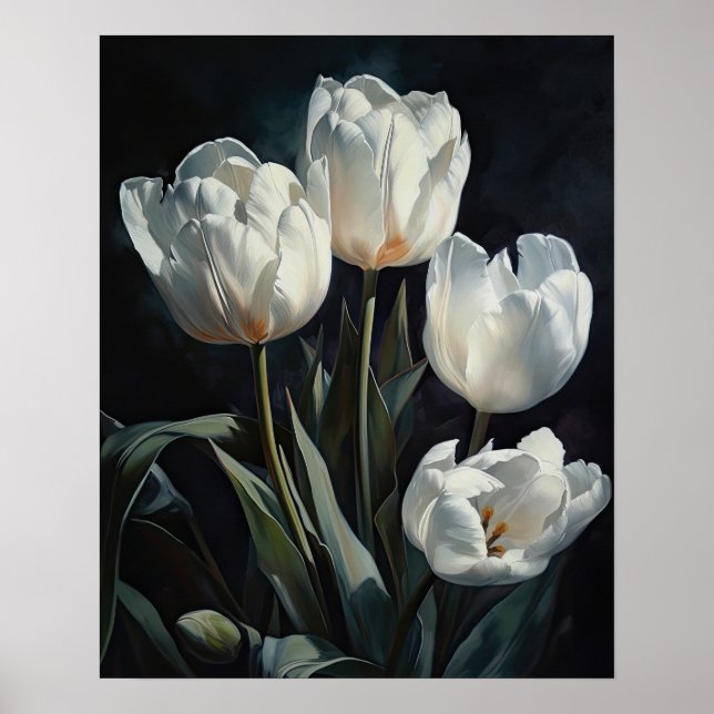 Impressão de Poster de Flores Brancas (Frente)