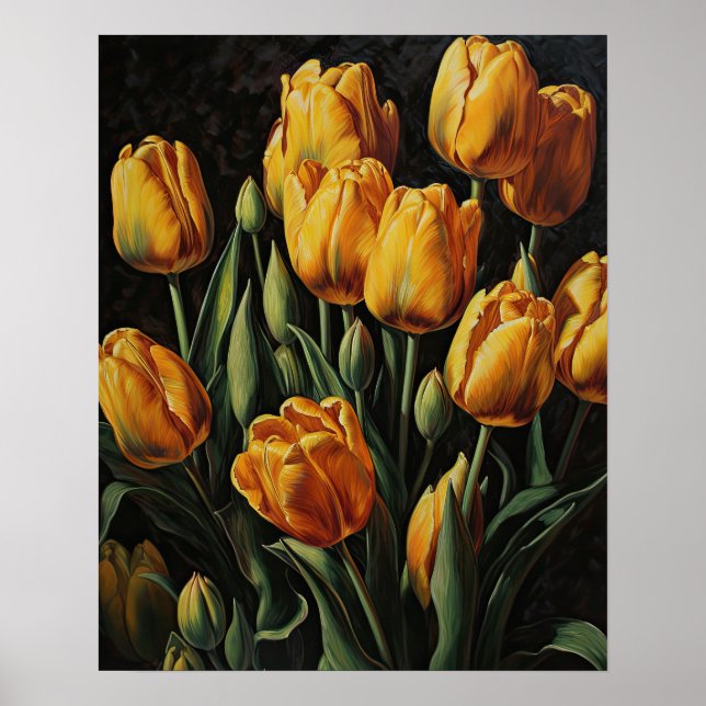 Impressão de Poster de Flores de Tulipas Amarelas (Frente)