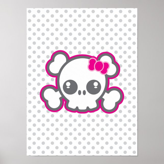 Impressão de Poster de Friso Rosa Kawaii (Frente)
