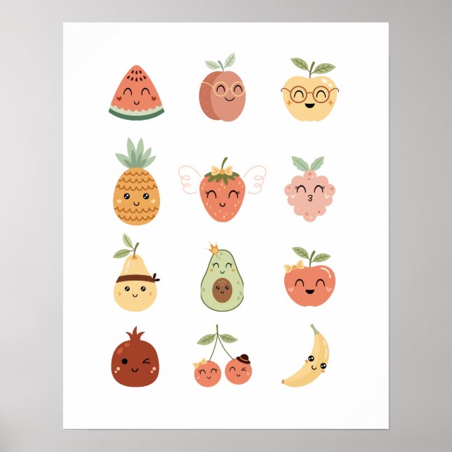 Impressão de Poster de Fruta Fofa (Frente)
