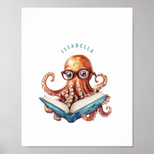 Impressão de Poster de Leitura de Octopus Cugado (Frente)