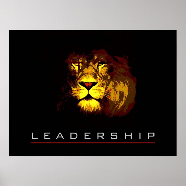 Impressão de Poster de Lion de Liderança Motivacio (Frente)
