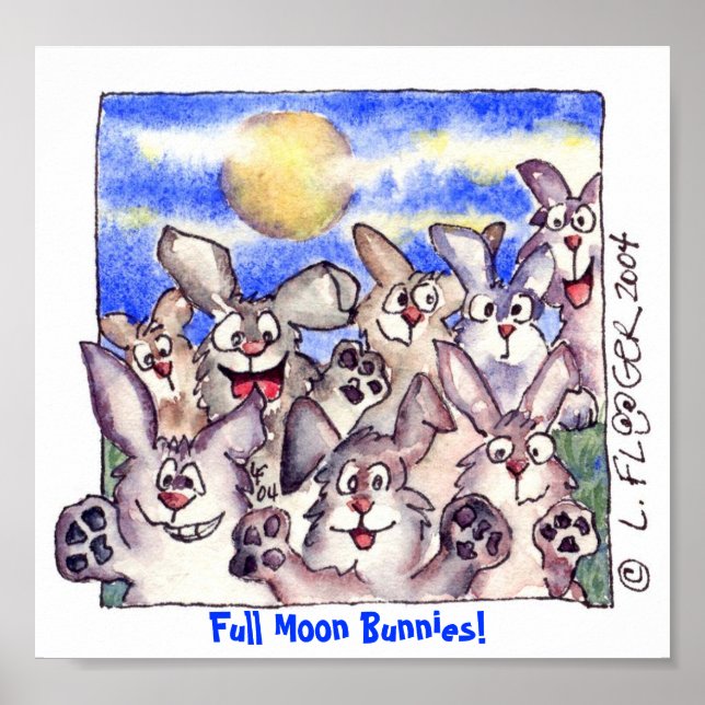Impressão de Poster de Lua Cheia do Coelho de Cart (Frente)